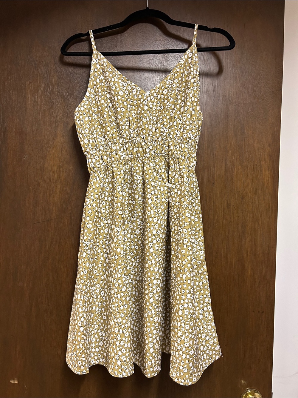 Floral Spaghetti Strap Sundress in Mustard Yellow